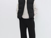 Стёганый утеплённый жилет с воротником-стойкой, Черный