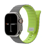Ремешок WiWU Mag Secur для Apple Watch 44/45/46/49mm магнитная застежка/силикон (Wi-WB301) (серый/зеленый)
