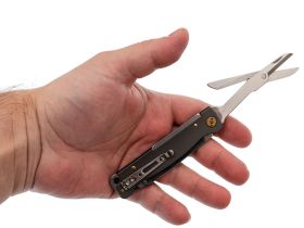 Складной нож Sanrenmu Partner с ножницами, сталь 12C27, рукоять нержавеющая сталь, серый