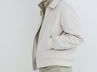 Утеплённый бомбер с отложным воротником, Белый