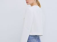 Однобортный укороченный жакет, Белый