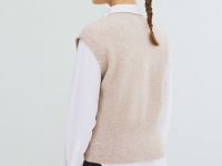 Укороченный вязаный жилет, Бежевый