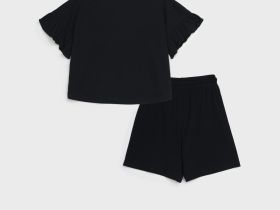 Комплект трикотажный для девочек: фуфайка (футболка), шорты