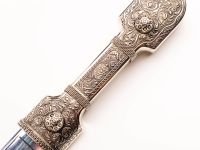 Сувенирный кавказский кинжал K-01, мельхиор, кожа