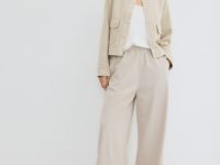 Широкие брюки с эластичным поясом, Бежевый