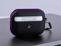 Чехол K-Doo Protective Case для AirPods 3 силиконовый с карабином (черный/фиолетовый бампер)