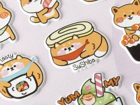 Наклейки объемные MESHU "Shiba Inu,", 10*23 см, пакет европодвес