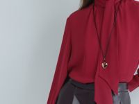 Блузка с шарфом, Красный