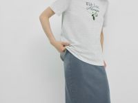 Прямая юбка с эффектом стирки, Серый