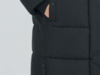 Длинный стёганый пуховик с капюшоном, Черный