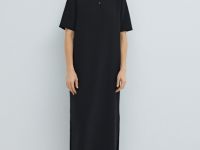 Платье с воротником-поло, Черный