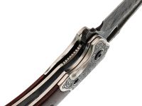 Складной нож Витязь, сталь дамаск, рукоять дерево, художественное травление