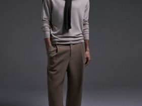 Широкие брюки со складками, Бежевый