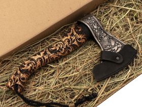 Кованый топор Медведь Хохлома, кулачный