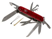 Нож перочинный Victorinox Huntsman, сталь X55CrMo14, рукоять Cellidor®, полупрозрачный красный, 15 функций, 91мм