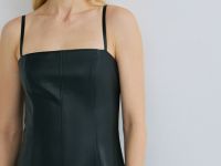 Платье-бюстье из искусственной кожи, Черный