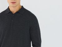 Джемпер поло из шерсти мериноса, Серый