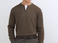 Джемпер с V-вырезом, Коричневый