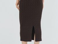 Прямая трикотажная юбка, Коричневый