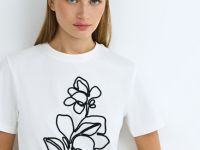 Футболка с цветочным декором, Белый