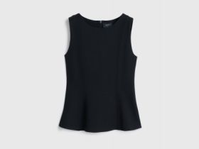 Майка с баской и рельефами, Черный