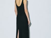 Льняное платье на широких бретелях, Черный