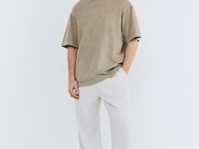 Базовая футболка с эффектом стирки, Бежевый