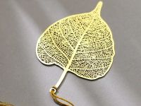 Закладка для книг с кисточкой "Лист дерева Бодхи" (латунь, нейлон)