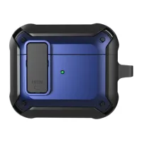 Чехол WiWU Mecha для AirPods 3 противоударный с карабином (черный/синий)