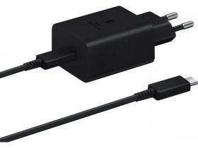 Сетевое зарядное устройство Samsung Super Fast Charger Type-C 45W + Cable Type-C 5А/1m (черный)