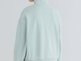 Толстовка с воротником-стойкой на молнии, Зеленый