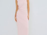 Трикотажное платье со сборками, Розовый