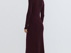 Облегающее вязаное платье, Фиолетовый