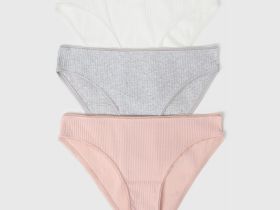 Классические трусы-брифы в рубчик, 3 шт., Серый