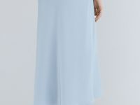 Атласная юбка миди А-силуэта, Голубой