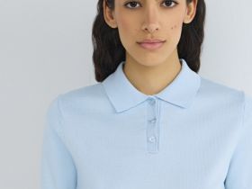 Базовый джемпер поло с коротким рукавом, Голубой