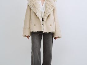 Дублёнка из искусственной замши и меха, Бежевый