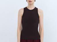 Базовый топ в рубчик, Коричневый