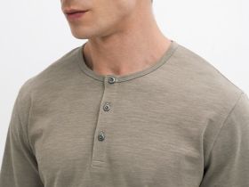 Лонгслив с воротником хенли, Бежевый
