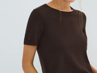 Базовый джемпер с коротким рукавом, Коричневый