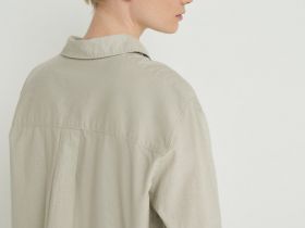 Свободная рубашка изо льна с хлопком, Бежевый