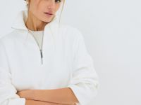 Джемпер с воротником-стойкой на молнии, Белый