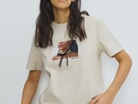Футболка с принтом, Бежевый