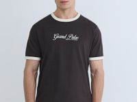 Футболка с текстовым принтом, Коричневый