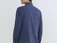 Рубашка из структурной ткани, Синий