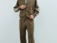 Трикотажные брюки с лампасами, Бежевый