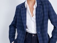 Однобортный жакет в клетку