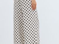 Прямые брюки с принтом, Белый