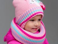 Комплект детский трикотажный для девочек: шапка, снуд