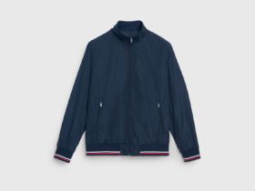 Бомбер с контрастными деталями, Синий